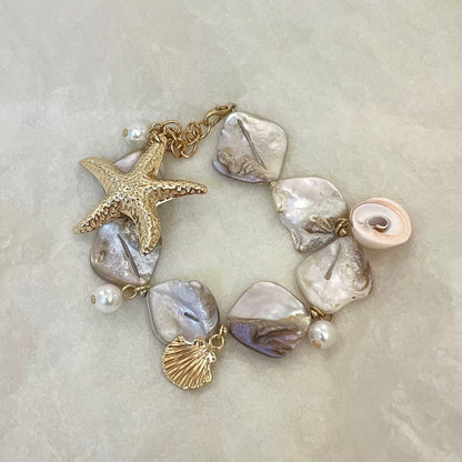 INNA Seafoam Treasure Pearl Shell Charm Bracelet