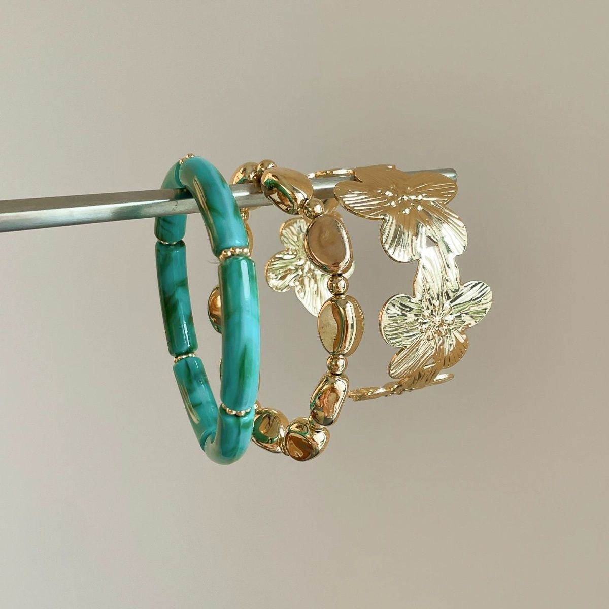 INNA Lagoon Breeze Resin Statement Bangle Set