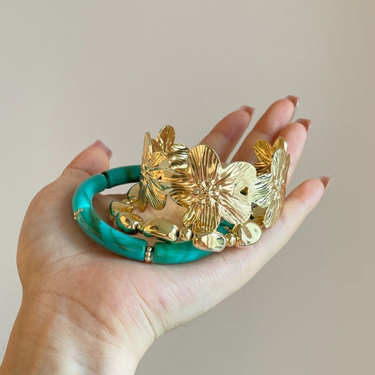 INNA Lagoon Breeze Resin Statement Bangle Set