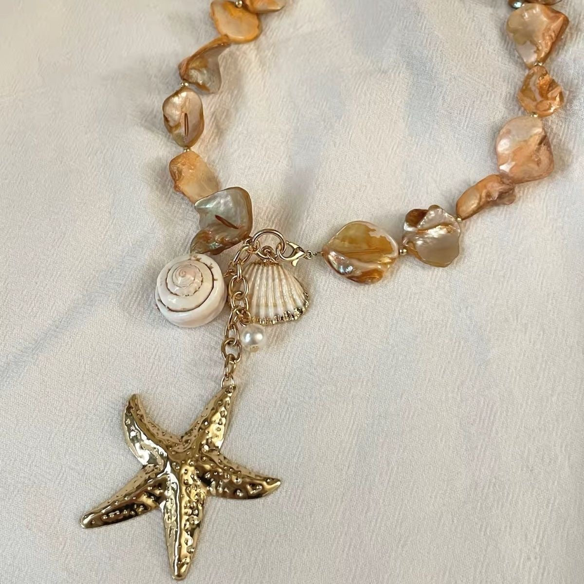 INNA Ocean Treasure Shell & Starfish Pendant Necklace