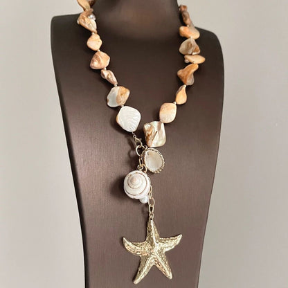 INNA Ocean Treasure Shell & Starfish Pendant Necklace