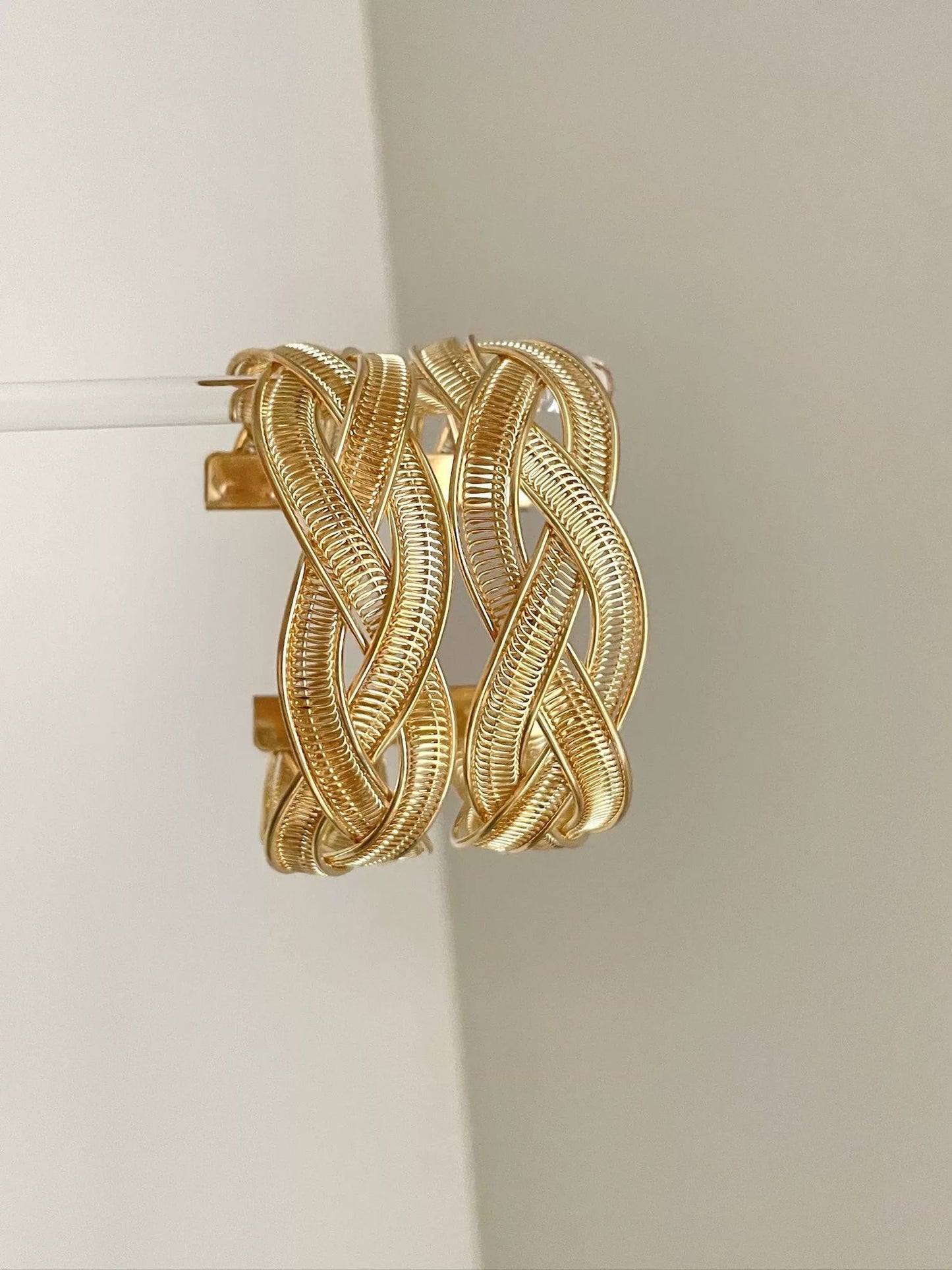 INNA Golden Weave Alloy Statement Cuff Bracelet