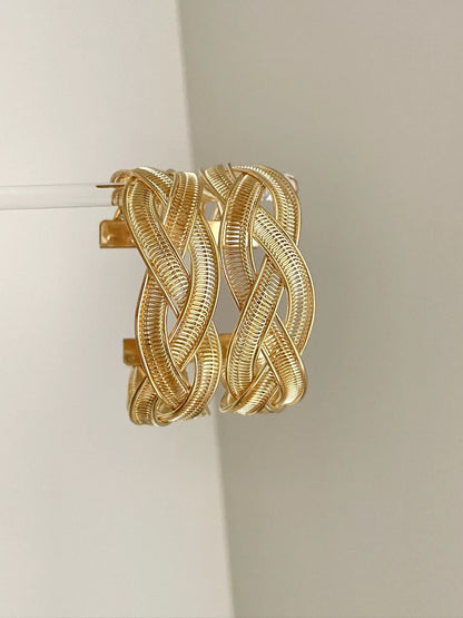 INNA Golden Weave Alloy Statement Cuff Bracelet