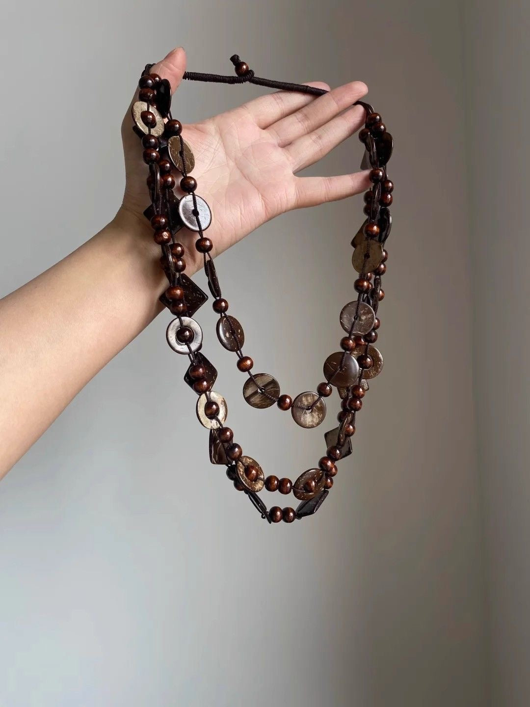 INNA Earth Muse Coconut Shell Beaded Long Necklace