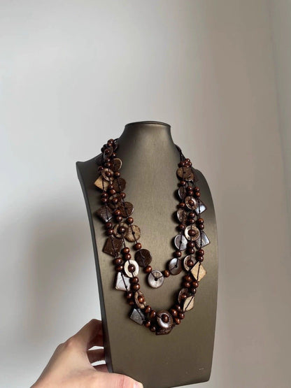 INNA Earth Muse Coconut Shell Beaded Long Necklace