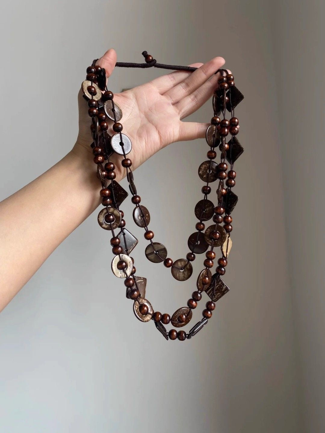 INNA Earth Muse Coconut Shell Beaded Long Necklace