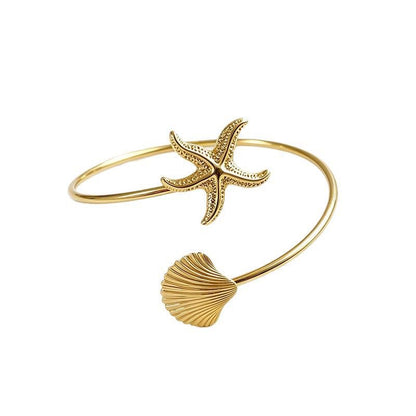 INNA Sea Whisper Starfish Shell Open Cuff Bracelet