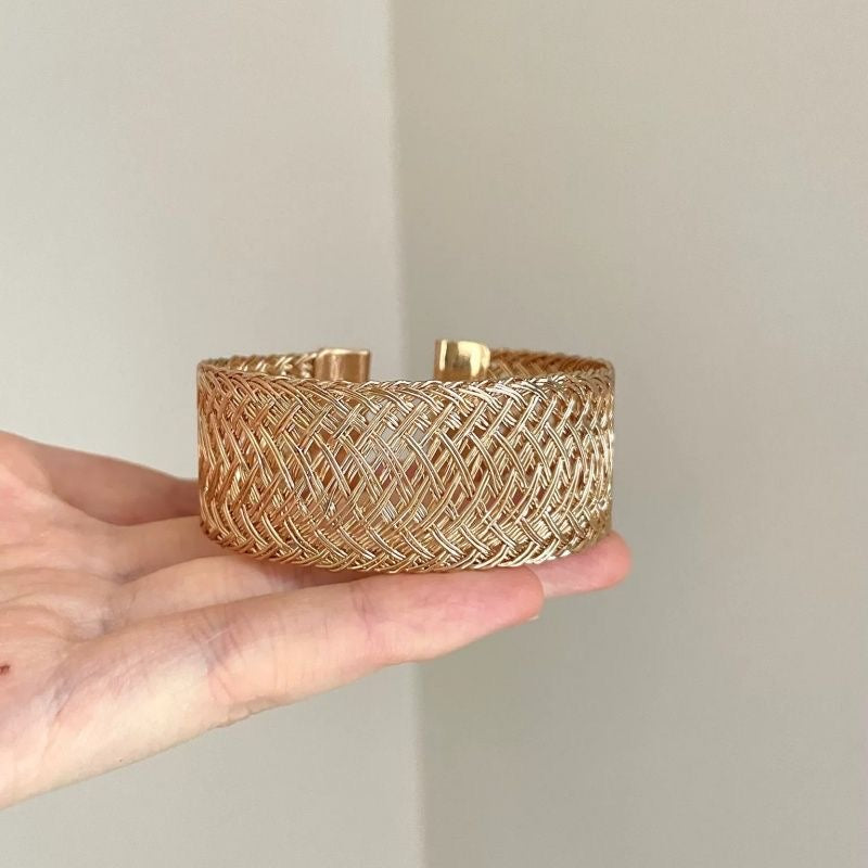 INNA Golden Heritage Woven Alloy Cuff Bracelet
