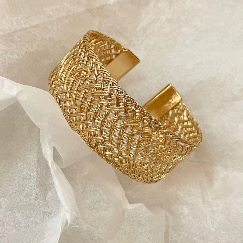 INNA Golden Heritage Woven Alloy Cuff Bracelet