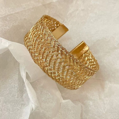INNA Golden Heritage Woven Alloy Cuff Bracelet