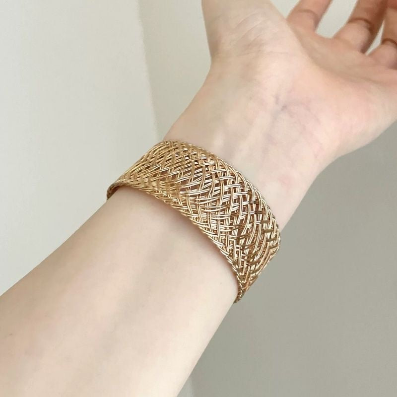 INNA Golden Heritage Woven Alloy Cuff Bracelet