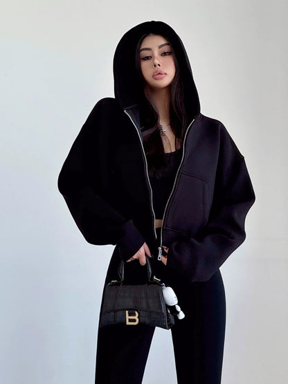 Nüde Cropped Zip-Up Hoodie