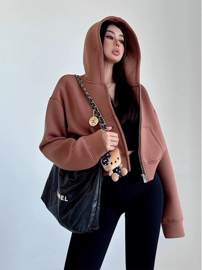 Nüde Cropped Zip-Up Hoodie