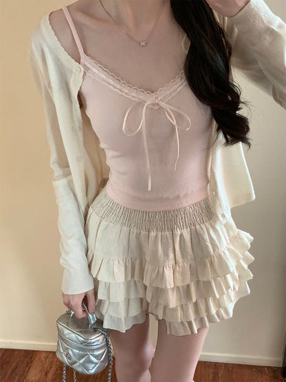 Pink Bowknot Camisole With Built-In Padding