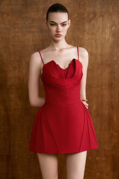 CICI CRIMSON Cape Mini Dress