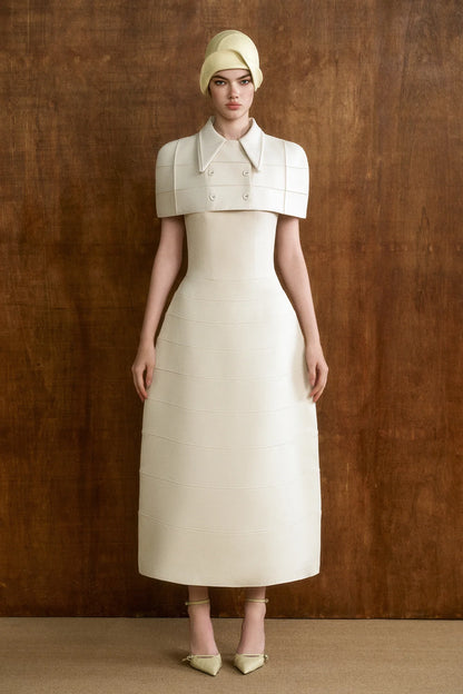 CICI IVORIA With Cape Midi Dress