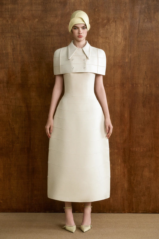CICI IVORIA With Cape Midi Dress