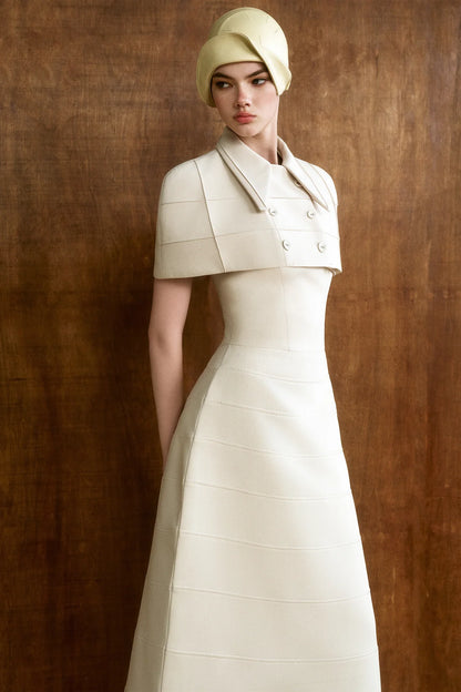 CICI IVORIA With Cape Midi Dress