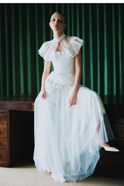 CICI BLAIR Drop-Waist Maxi Dress with Cape