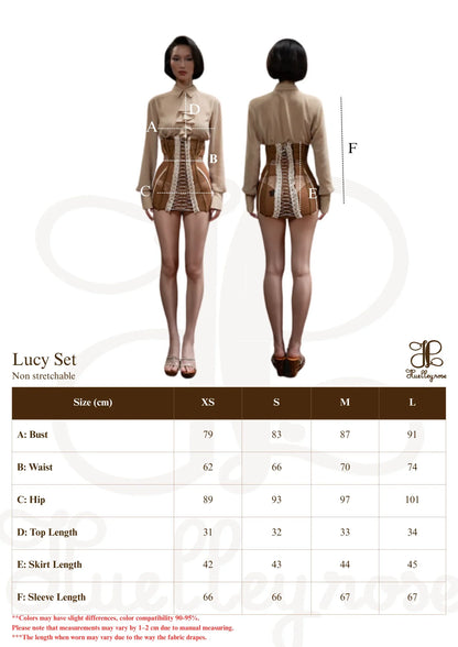 Huelleyrose Lucy Set - Black size chart