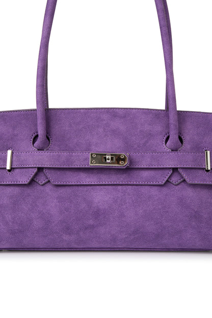 FAUX SUEDE TWO-WAY BAG IN PURPLE — image 7
