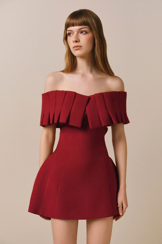 CICI HAZELINA Off-shoulder Mini Dress (2color)