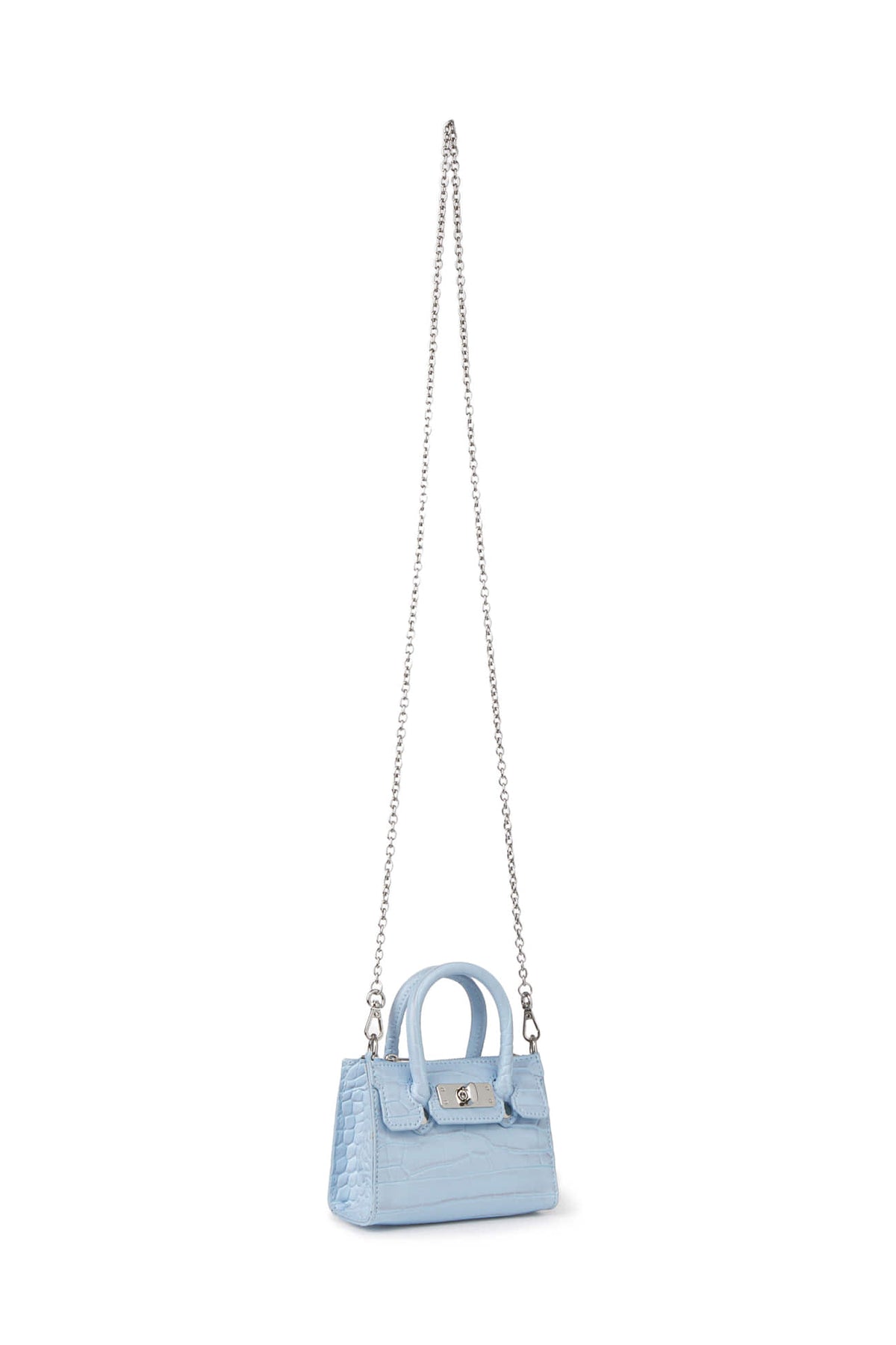 CROCODILE PATTERN CHAIN MINI BAG IN ICE BLUE — image 3