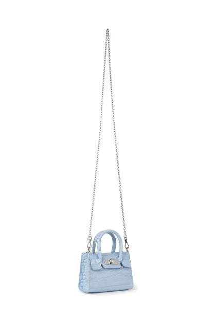 CROCODILE PATTERN CHAIN MINI BAG IN ICE BLUE — image 3
