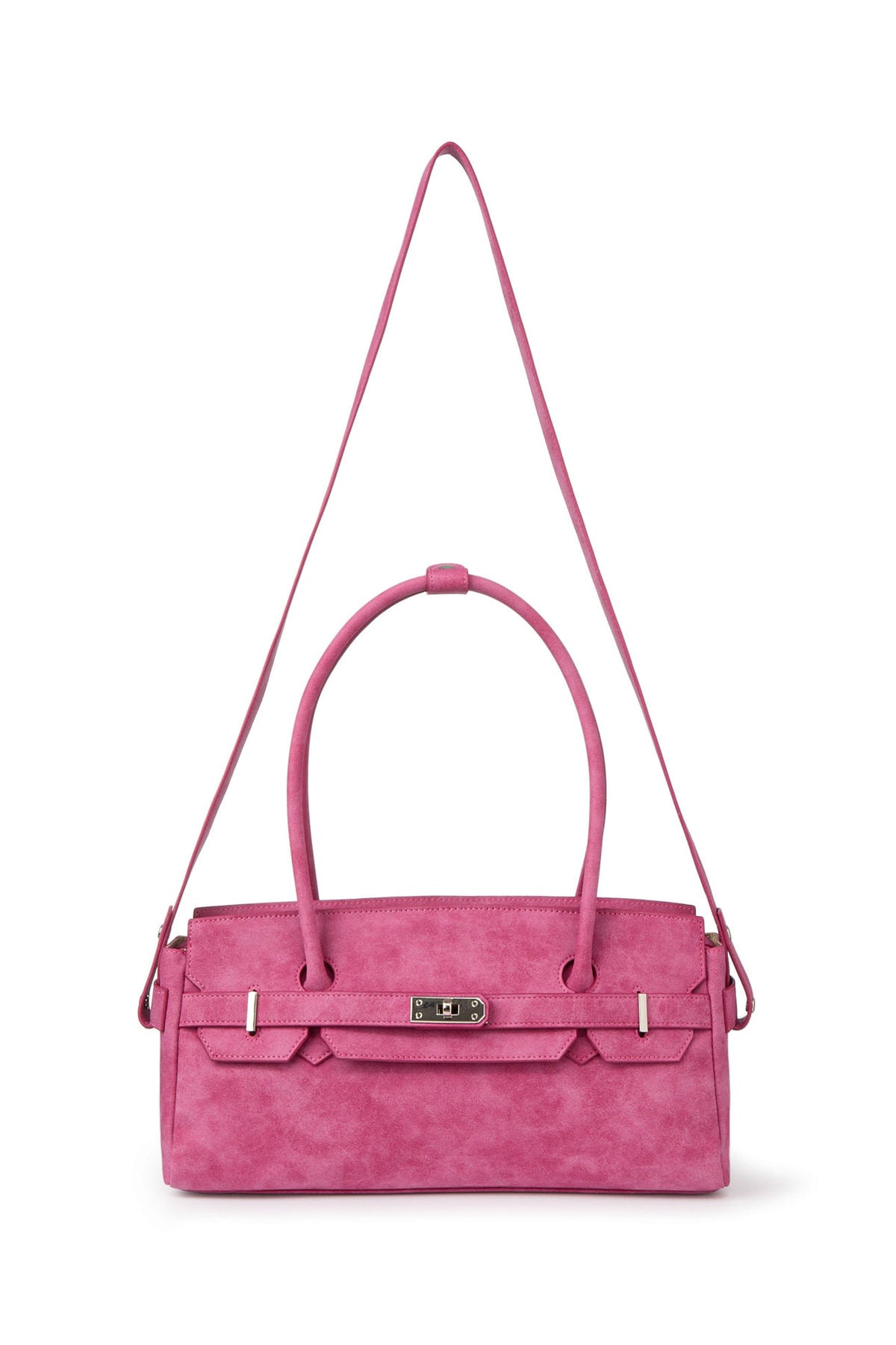 FAUX SUEDE TWO-WAY BAG IN DEEP PINK — image 5