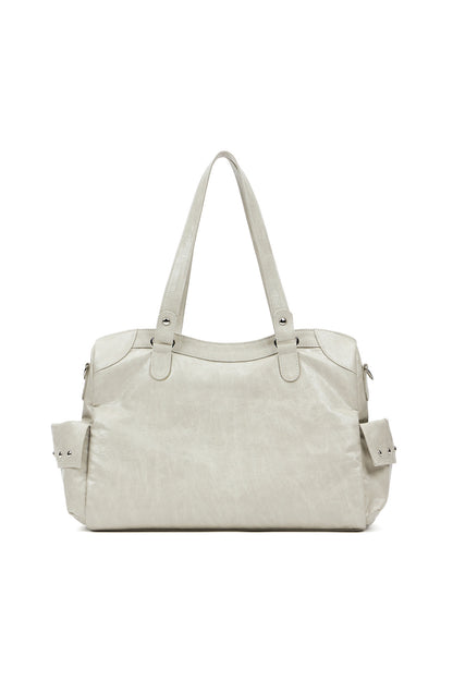 STUD POCKET BIG BAG IN ASH BEIGE — image 4