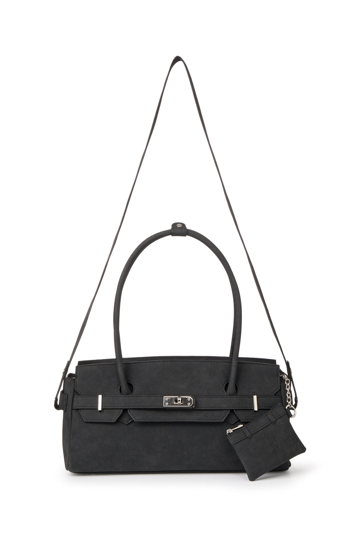 FAUX SUEDE TWO-WAY BAG IN BLACK — image 9