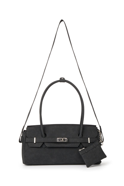 FAUX SUEDE TWO-WAY BAG IN BLACK — image 9