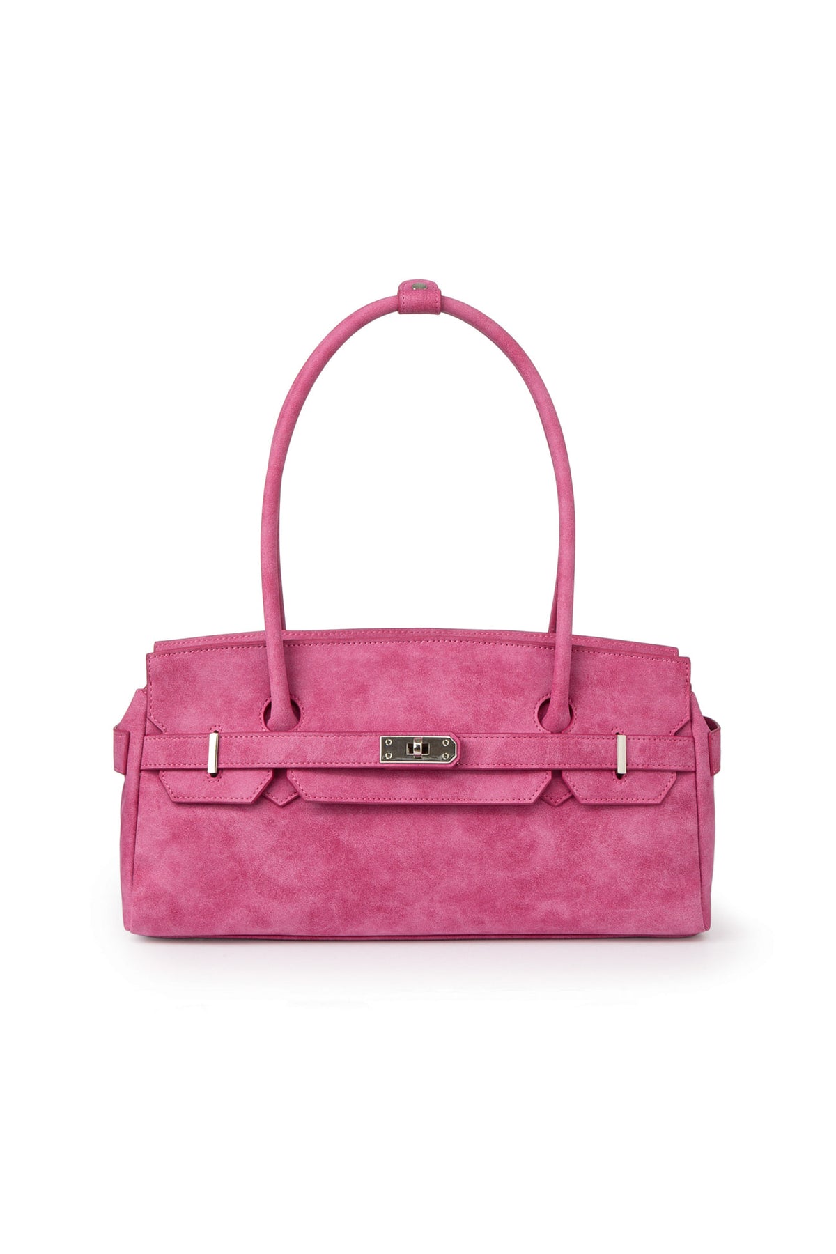FAUX SUEDE TWO-WAY BAG IN DEEP PINK — image 2