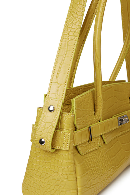 CROCODILE PATTERN TWO-WAY BAG IN MUSTARD — image 9