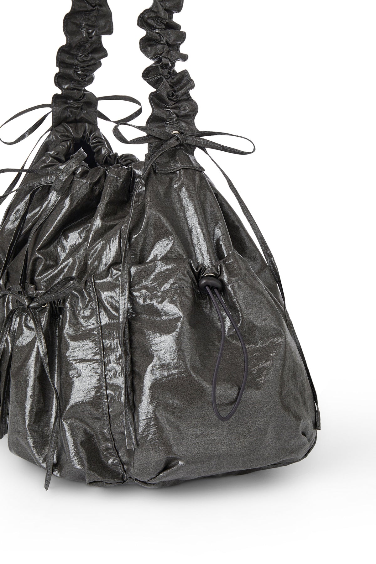 DEINET COATING SHIRRING BAG IN CHARCOAL — image 6