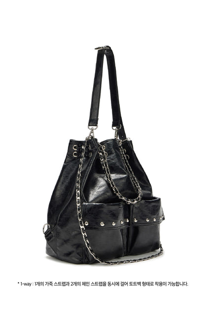 DEINET 5-WAY STUD POCKET MULTI BAG IN BLACK — image 3