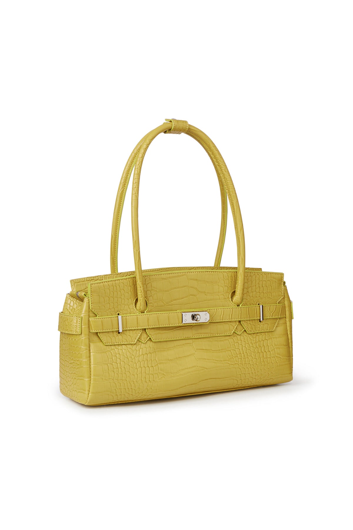 CROCODILE PATTERN TWO-WAY BAG IN MUSTARD — image 3