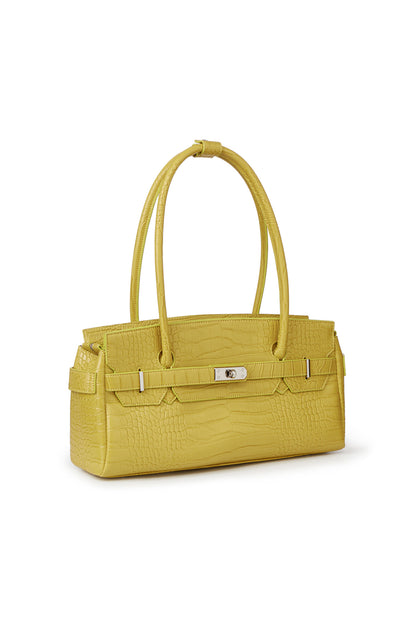 CROCODILE PATTERN TWO-WAY BAG IN MUSTARD — image 3