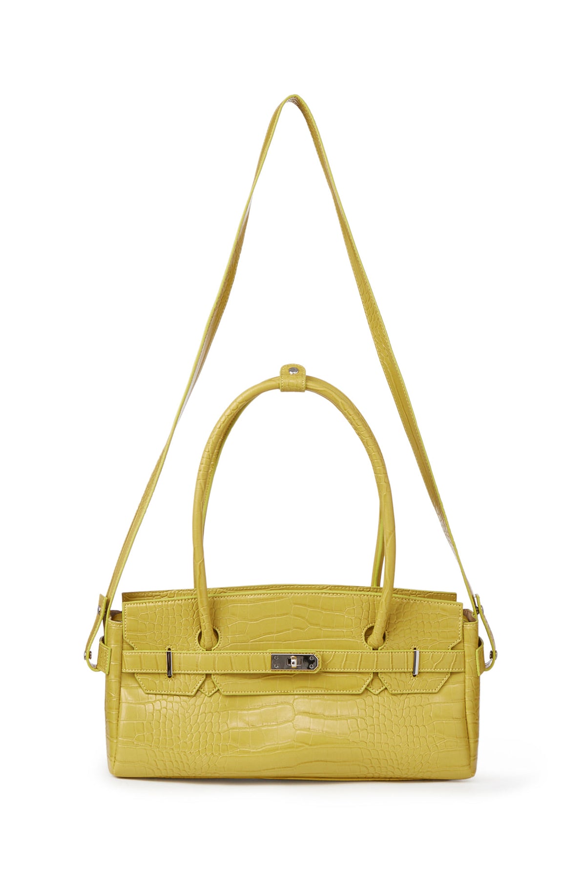 CROCODILE PATTERN TWO-WAY BAG IN MUSTARD — image 5
