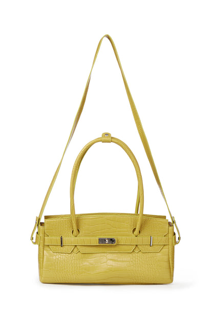 CROCODILE PATTERN TWO-WAY BAG IN MUSTARD — image 5