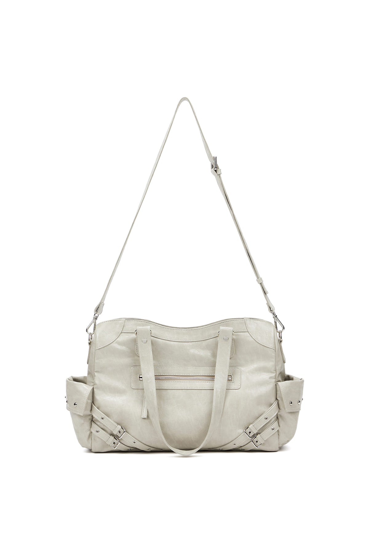 STUD POCKET BIG BAG IN ASH BEIGE — image 5