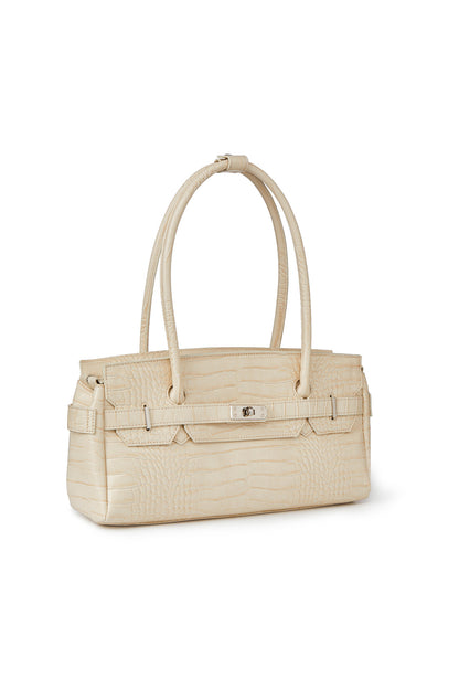 CROCODILE PATTERN TWO-WAY BAG IN CREAM — image 3