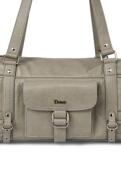 BELTED POCKET SHOULDER BAG IN GREY — image 6