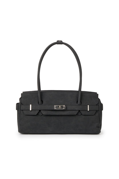 FAUX SUEDE TWO-WAY BAG IN BLACK — image 1
