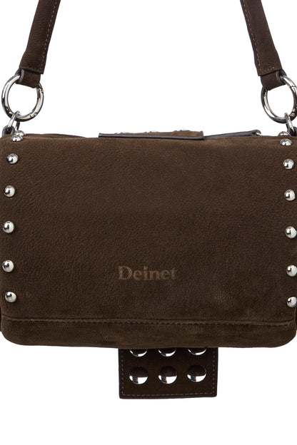TWO-WAY STUD MINI BAG IN BROWN — image 8