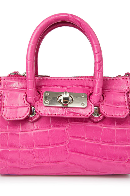 CROCODILE PATTERN CHAIN MINI BAG IN HOT PINK — image 6