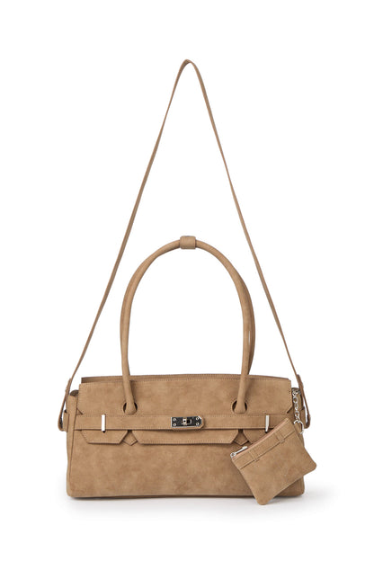 FAUX SUEDE TWO-WAY BAG IN BEIGE — image 6