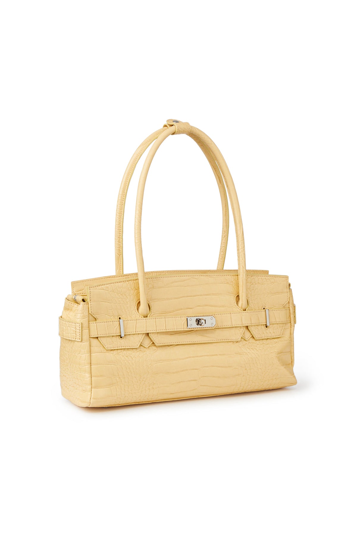CROCODILE PATTERN TWO-WAY BAG IN BUTTER — image 3