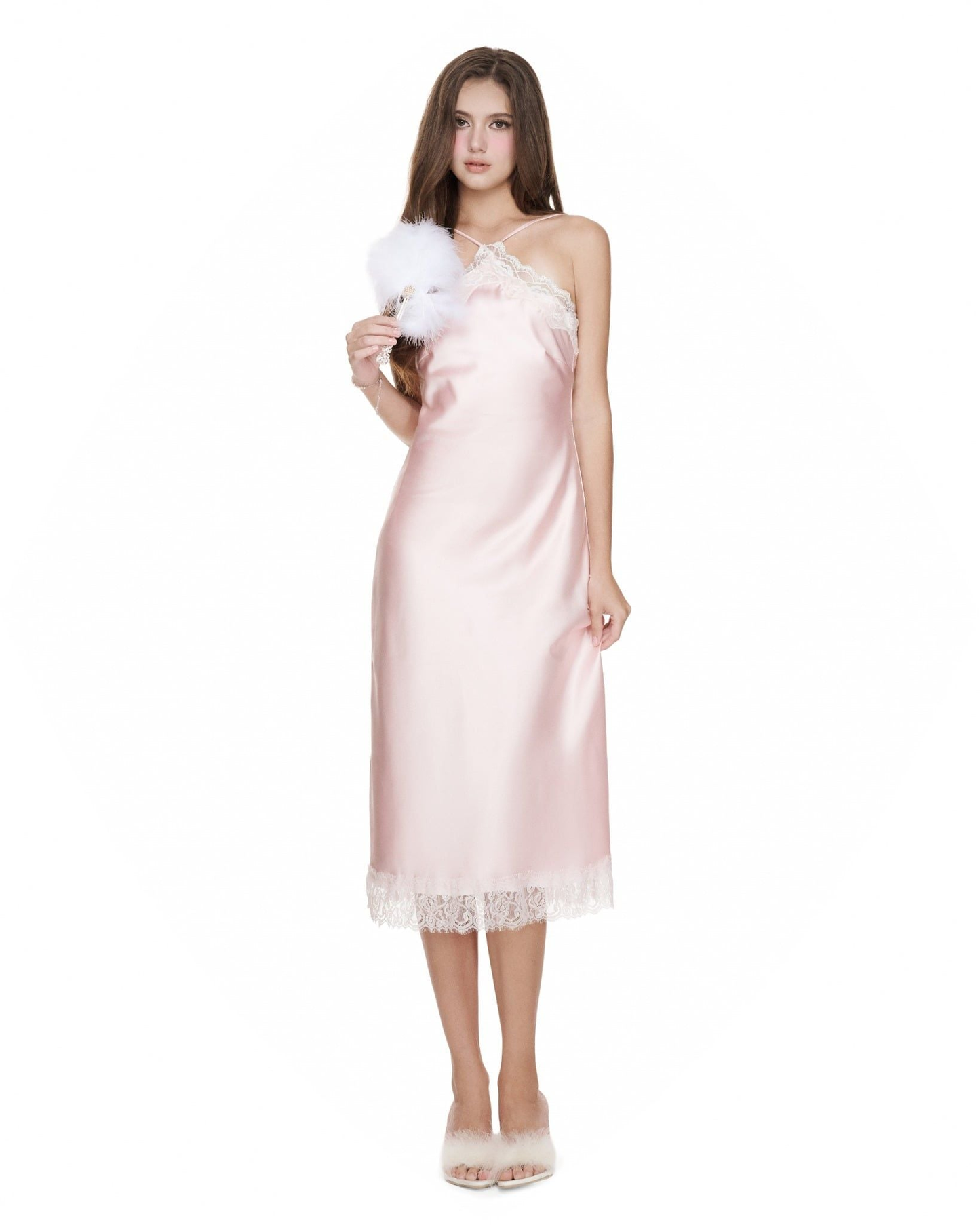 Ouah Sweetling Blush lace silky dress