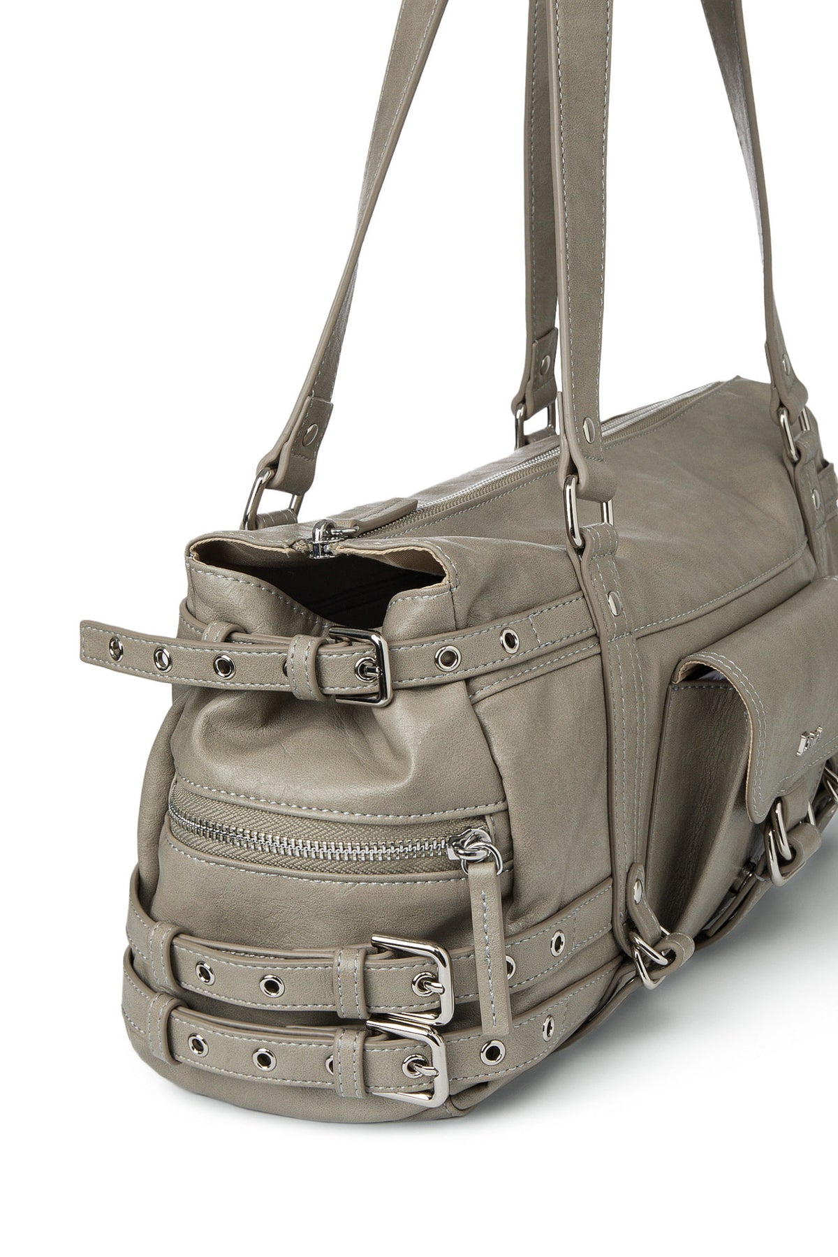 BELTED POCKET SHOULDER BAG IN GREY — image 7